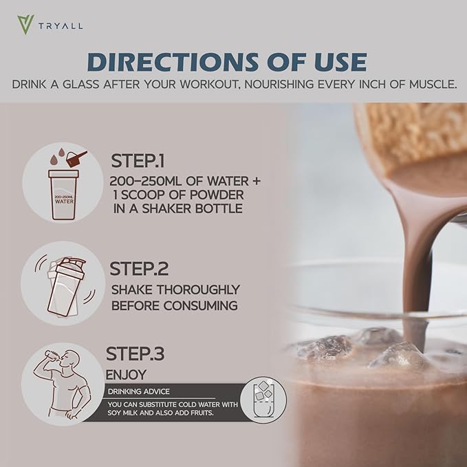 TRYALL Plant Based Pea Protein Powder Isolate (20g of Protein) Travel Sachets (Almond Milk, 10 Packs)