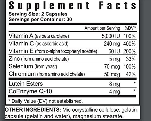 Youngevity Ultimate Vision FX™ - Eye Vitamin & Mineral Supplement Blend - Lutein, CoQ10, Vitamins A, C, E, Zinc, Chromium, Selenium for Eye Health (60 Capsules - 4 Pack)