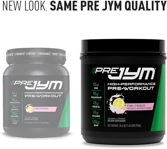JYM Supplement Science Pre JYM Pink Lemonade Pre Workout Powder for Men & Women, BCAAs, Nootropics, Creatine HCI, Citrulline, Beta-Alanine, Betaine, Taurine, Huperzine, 30 Servings
