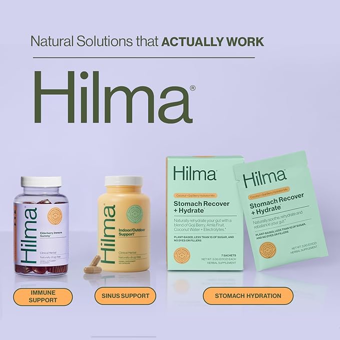 Hilma Elderberry Gummies Formulated with Vitamin C & Zinc - Natural, Vegan + Clinically Proven Ingredients - Immune Support Supplement + Antioxidants - Natural Berry Flavor (60 Gummies)