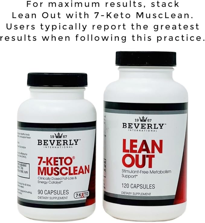 Beverly International Lean Out 120 caps. Fat Burner with Metabolic Support. Lipotropics. Choline, Carnitine, Chromium. Stimulant-Free Belly Fat Burner. Get Leaner. Use AM & PM, Stackable Diet Pills.