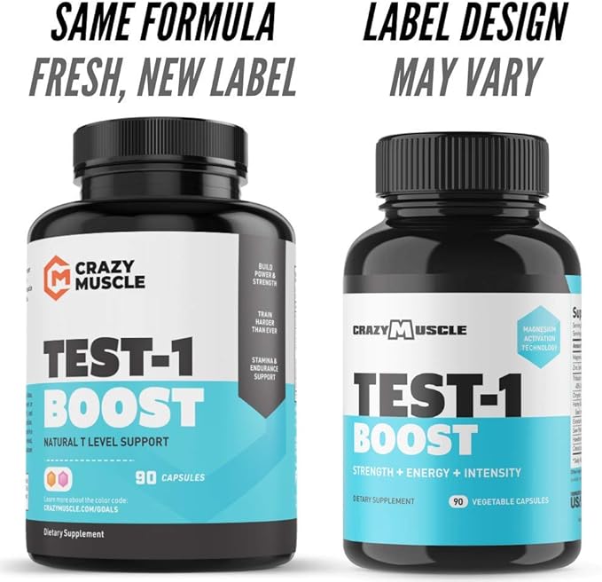 Crazy Muscle Testosterone Booster for Men and Women (over 1,300mg per capsule) to Increase Low Testosterone Levels by Crazy Muscle - Reverse The Effects of Low Test on Muscle and Fat - 90 Pills
