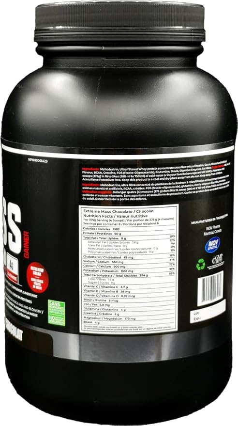 Extreme Mass Gainer Muscle Builder, 5 lbs (2.27 kg) Low Sugar high Calories for Intense Workouts