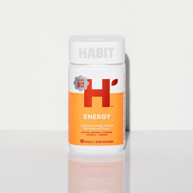 Habit Energy Supplement 2 Pack (120 Capsules) - New Look, Supports Energy, Mental Alertness and Focus, Natural Caffeine, Vitamins B & C, Green Tea Extract, Vegan, Non-GMO