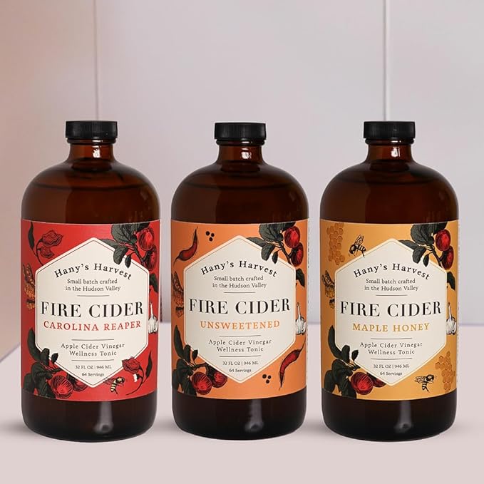 Hany's Harvest Carolina Reaper Fire Cider – 32 fl oz Glass Bottle | All-Natural, Small-Batch, Handcrafted, Non-GMO, Gluten-Free, Immune & Digestive Support