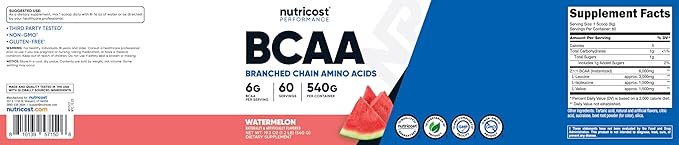 Nutricost BCAA Powder 2:1:1 (Watermelon) - 60 Servings