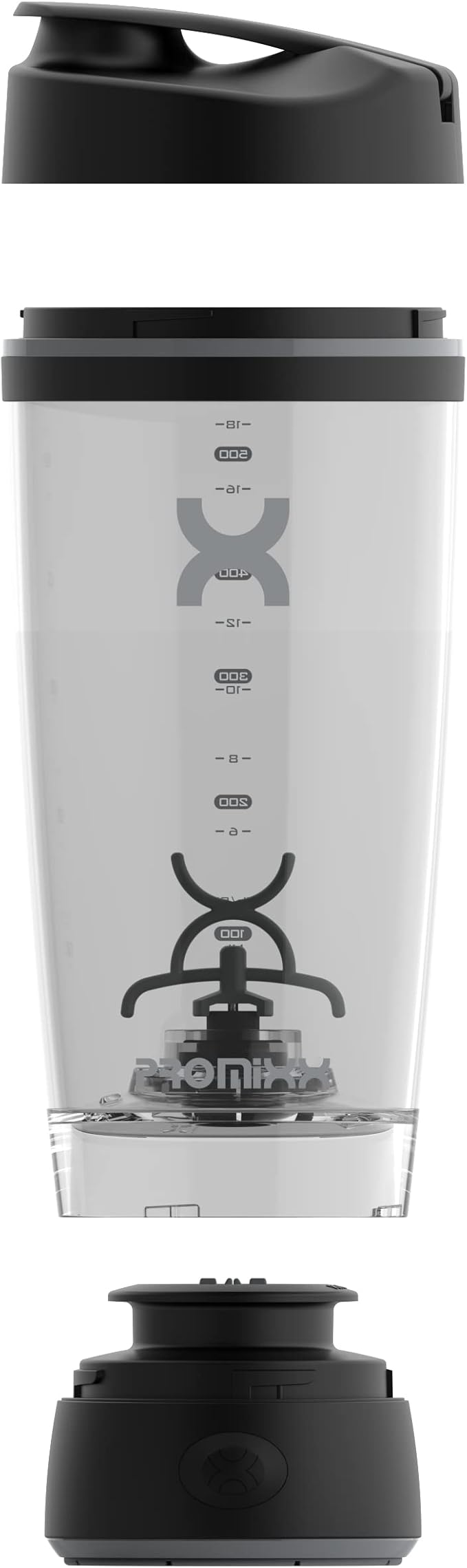 Promixx Original Shaker Bottle - Battery-powered for Smooth Protein Shakes - BPA Free, 20oz Cup (Black)