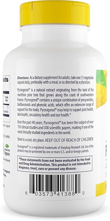 Healthy Origins Pycnogenol 100 mg - Premium Pine Bark Extract - French Maritime Pine Bark Extract for Heart Health, Skin Care & More - Gluten-Free & Non-GMO Supplement - 120 Veggie Caps