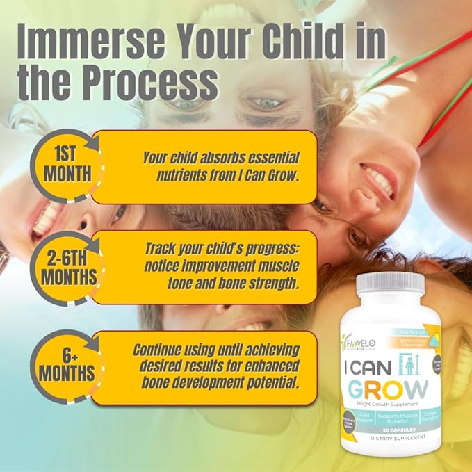 I Can Grow Height Growth Supplement for Kids 10+ & Teens | Height Growth Maximizer for true height | Kids Vitamins Multivitamin and Height Development | Heightener Supplement | l Arginine Supplements