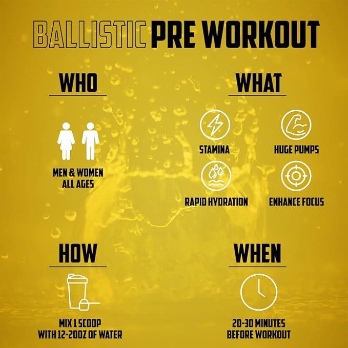 BALLISTIC Pre Workout | #1 New Pre Workout Powder w/ Nitric Oxide Booster, Electrolytes, Caffeine & Nootropics | Insane Pumps, Focus, Stamina, Energy, Hydration for Men & Women - Rocket Pop
