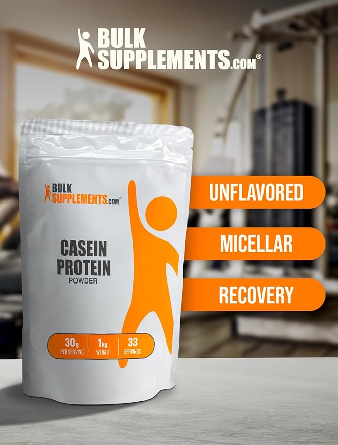 BulkSupplements.com Casein Protein Powder - Micellar Casein Powder, Protein Powder Casein, Casein Powder - Gluten Free & Soy Free, 30g per Serving, 5kg (11 lbs) (Pack of 5)