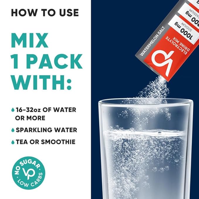 Venture Pal High Sodium Sugar Free Electrolytes Powder Packet - Hydration Packets with Sodium, Potassium & Magneisum | Zero Calories | Vegan | Keto & Paleo Friendly Electrolyte Drink Mix | 30 Stick