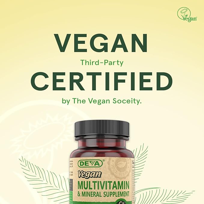 DEVA Tiny Tablets Vegan Multivitamins for Women & Men, Multivitamin with Iron, Mineral Supplement, Vitamin C, Vitamin B Complex, Vitamin B12, Vitamin E, Zinc, Gluten Free, 90 Tablets (Pack of 2)