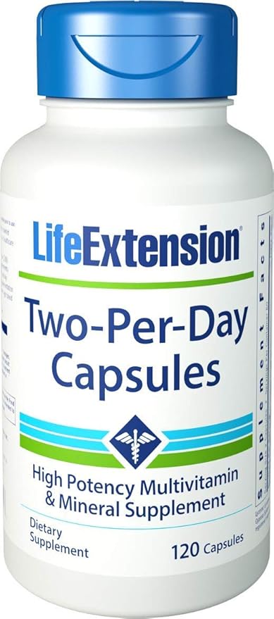 Life Extension Two-Per-Day Capsules Super-Potent Multivitamin & Mineral Supplement 120 Capsules