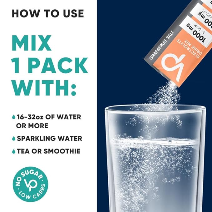 Venture Pal High Sodium Sugar Free Electrolytes Powder Packet - Hydration Packets with Sodium, Potassium & Magneisum | Zero Calories | Vegan | Keto & Paleo Friendly Electrolyte Drink Mix | 30 Stick