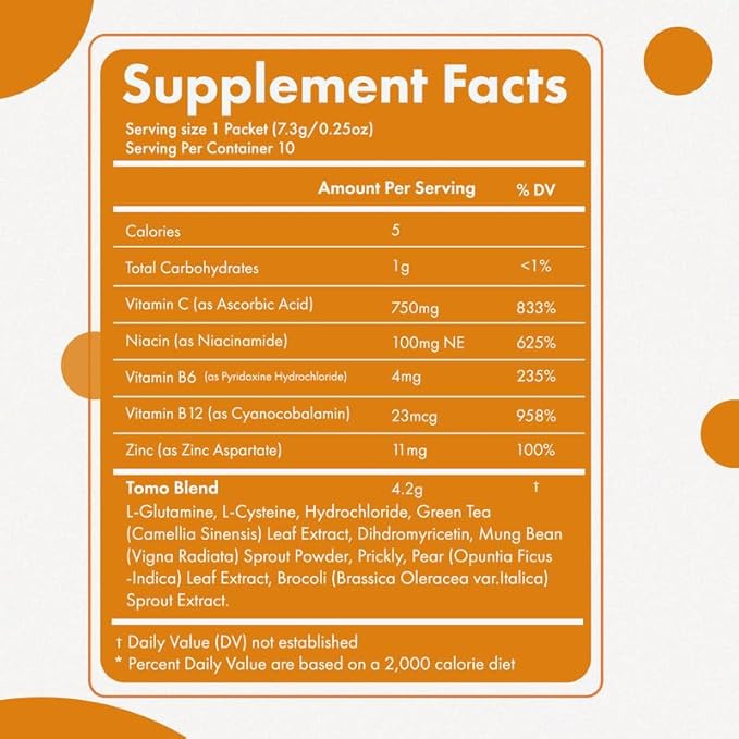 Tomo Post Celebration Relief Hydration Powder | Recover with Electrolytes, DHM, and B12 | DHM Supplement and Travel Essential Dehydration Aid