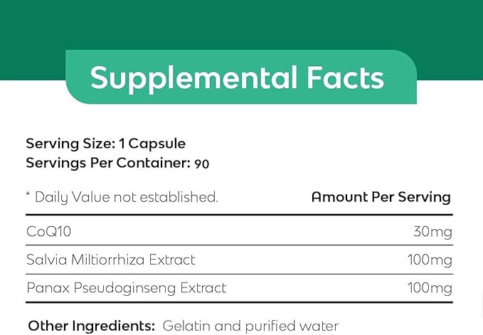 VigorHeart-The Natural Heart Supplements Pills with Coq 10, Salvia Miltiorrhiza, and Panax Pseudoginseng (90 Capsules)