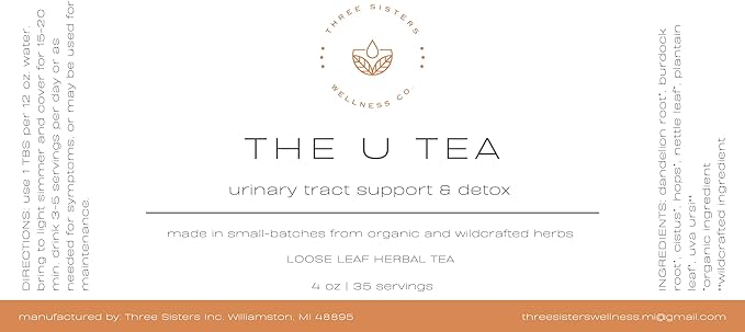 The U Tea - Organic Detox Tea for Urinary Tract Health, Bladder Support, UTI, Liver Detox Tea, Kidney Detox, Natural Remedies for Quick Pain Relief