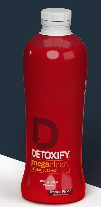 Detoxify Mega Clean Herbal Cleanse – Tropical – 32 oz – Professionally Formulated Herbal Detox Drink – Enhanced with Milk Thistle, Ginseng Root & Guarana Seed – Plus Sticker