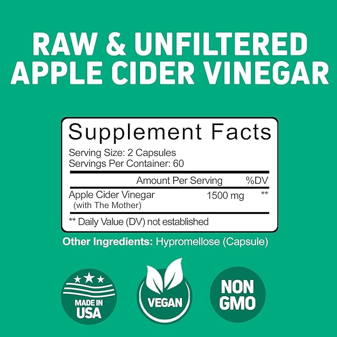 Herbtonics Raw Apple Cider Vinegar Capsules with Mother - Detox, Cleanse & Digestive Health Formula - Unfiltered ACV for Weight Management, Metabolic Support & Bloating Relief - Non-GMO - 240 Capsules