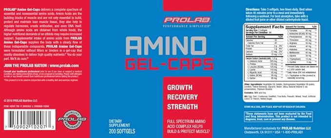 PROLAB Amino GEL-CAPS, 200-Count