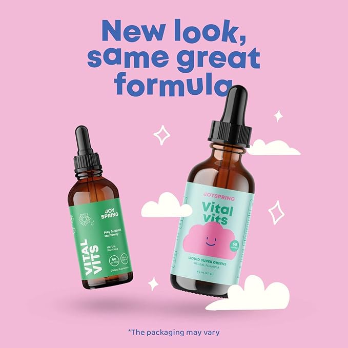 JoySpring Vital Vits - Kids Liquid Multivitamin - 2 fl oz (60 Servings) | Herbal Liquid Vitamins for Kids | Natural Flavor | Toddler Liquid Multivitamin for Kids with Elderberry, Spirulina, and More