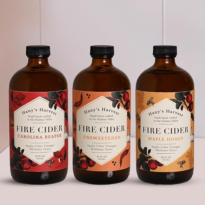 Hany's Harvest Maple Honey Fire Cider – 16 fl oz Glass Bottle | All-Natural, Small-Batch, Handcrafted, Non-GMO, Gluten-Free, Immune & Digestive Support