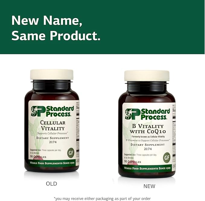 Standard Process B Vitality with CoQ10 - Supports Cellular Processes with Thiamine, Biotin, CoQ10, Vitamin B12, Riboflavin, Niacin, Vitamin B6, Folic Acid, Pantothenic Acid, Ginseng - 90 Capsules
