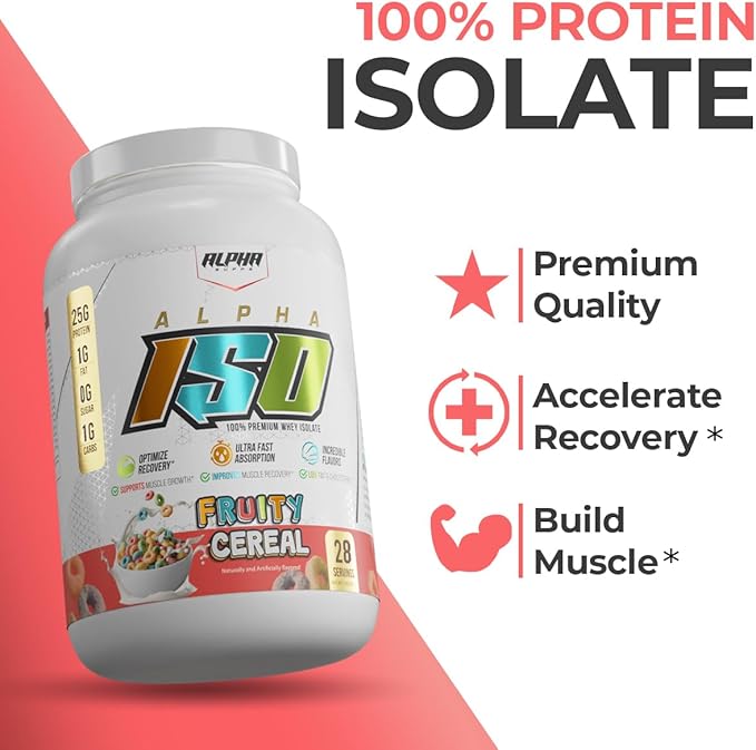 ISO, Low Carb 100% Whey Protein Isolate Powder, 25 Grams Per Serving, Helps Support Muscle Growth, Low Sugar and Gluten Free (Fruity Cereal, 2 lb)