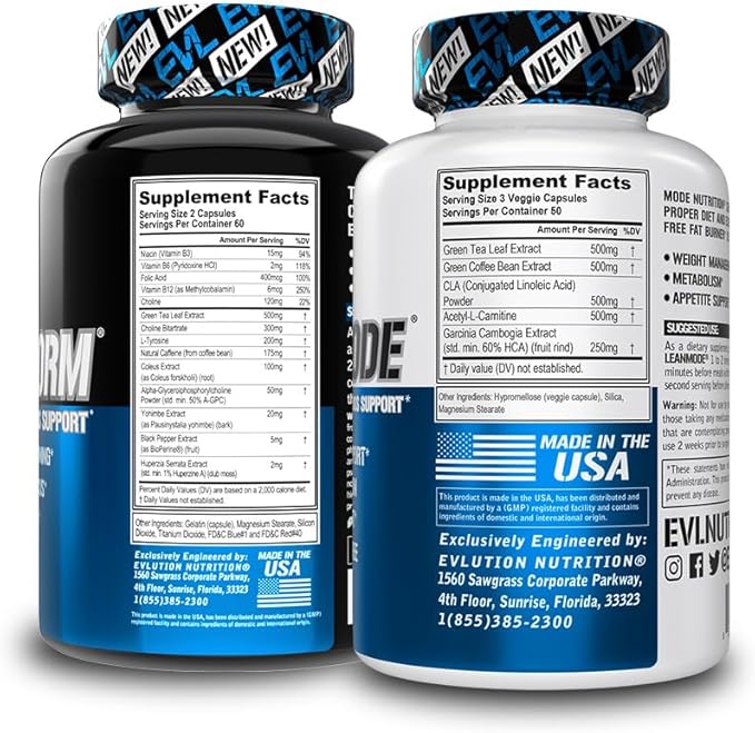 EVL Weight Loss Support Stack - Trans4orm Thermogenic Fat Burner Support Pills with Green Coffee Bean Extract and Forskolin Plus LeanMode Non-Stimulant Metabolism and Fat Loss Support Pills