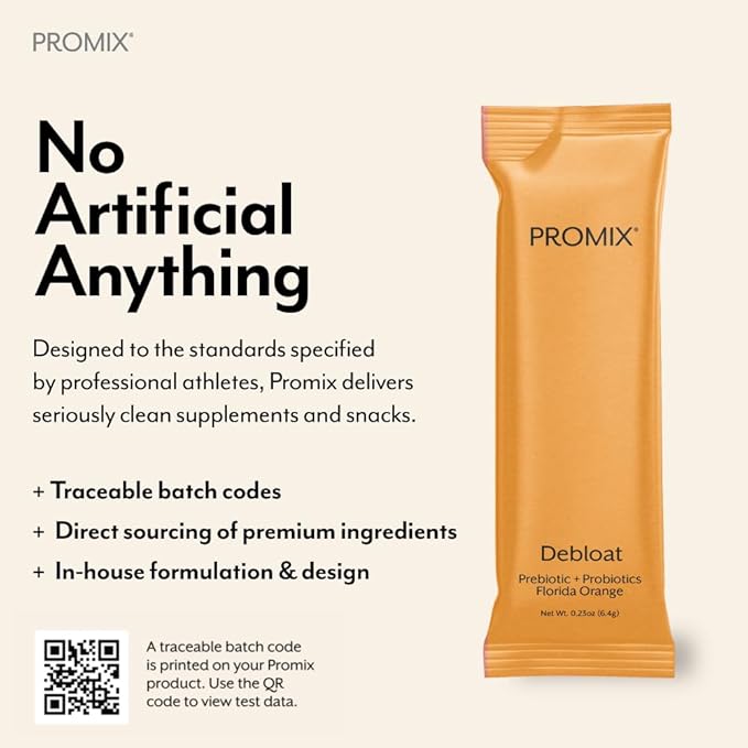 Promix Debloat Prebiotics and Probiotics with Baobab - Rich in Vitamin C, Bloating Relief, Immune Support - Orange - 30 Count