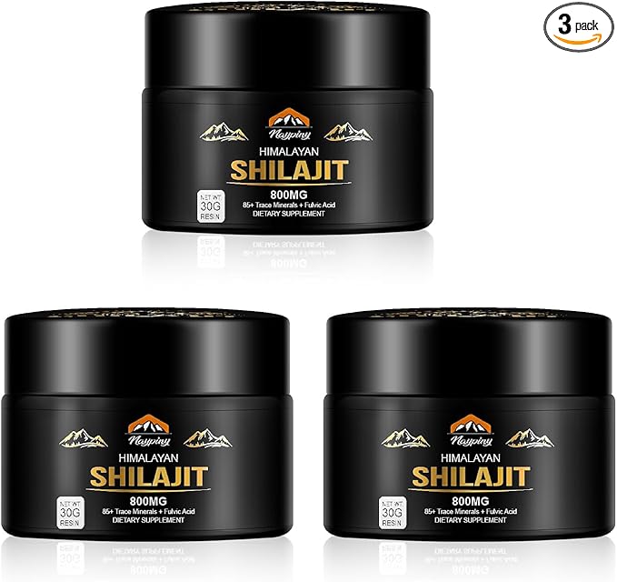 Shilajit Pure Himalayan Organic Resin - 800mg Maximum Potency Natural Organic Shilajit Resin with 85+ Trace Minerals & Fulvic Acid for Energy, Immune Support, Men & Women, 30 Grams(3 Pack)