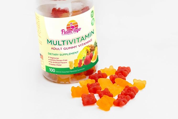 Multivitamin Gummies | Vegan Friendly, Kosher Halal NO Gluten or Gelatin, no GMO| for Men, Women & Kids| 3 Natural Flavors | Vitamins C, B3, B12, Biotin, Zinc & More| 100 Gummies