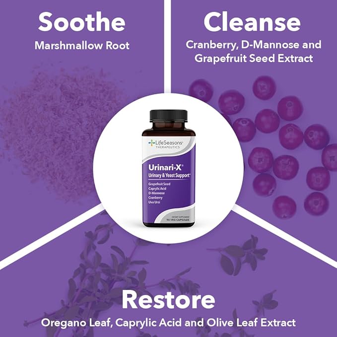 Urinari-X - Urinary Tract Support - Fast Acting UTI Relief - Vitamin Supplement for Healthy Bladder Function & Immunity - D-Mannose, Cranberry, Caprylic Acid, Uva Ursi & Grapefruit - 180 Capsules