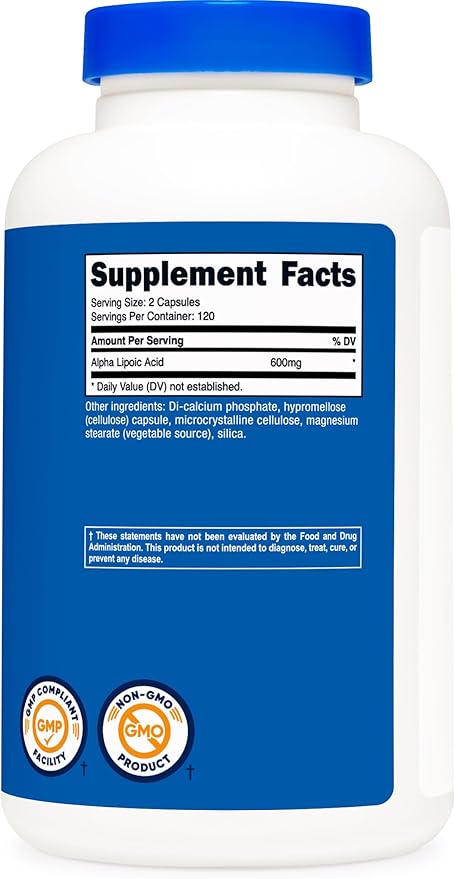 Nutricost Alpha Lipoic Acid 600mg Per Serving, 240 Capsules - Gluten Free, Vegetarian Capsules, Soy Free & Non-GMO