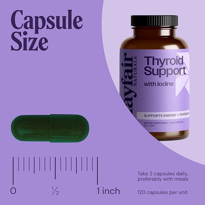 Thyroid Support with Iodine, Natural Supplement for Women and Men, Supports Energy and Thyroid Health, 120 Capsules