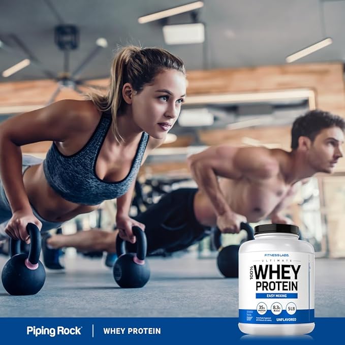 Fitness Labs Whey Protein Powder | 5 Lbs | 35g Protein | Unflavored | Easy Mixing Supplement | Non-GMO, Gluten Free