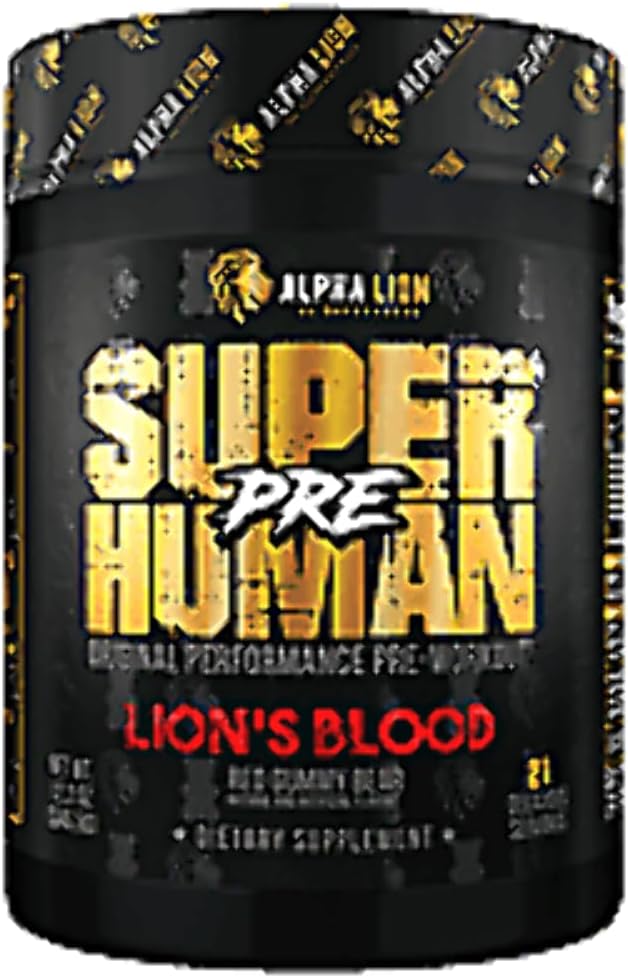 ALPHA LION Pre Workout Powder, Beta Alanine, L-Taurine & Tri-Source Caffeine for Sustained Energy & Focus, Nitric Oxide & Citrulline for Pump (21 Servings, Lion's Blood Flavor), Pack of 1