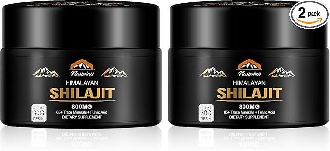 Shilajit Pure Himalayan Organic Resin - 800mg Maximum Potency Natural Organic Shilajit Resin with 85+ Trace Minerals & Fulvic Acid for Energy, Immune Support, Men & Women, 30 Grams(2 Pack)