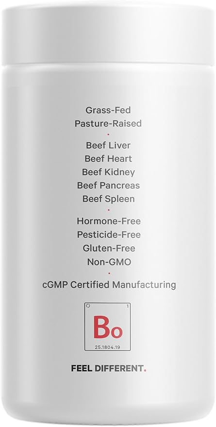 Codeage Grass Fed Beef Organs Supplement – Glandulars Supplements - Freeze Dried, Non-Defatted, Desiccated Liver, Heart, Kidney, Pancreas & Spleen Bovine Pills – Beef Vitamins - Non-GMO -180 Capsules