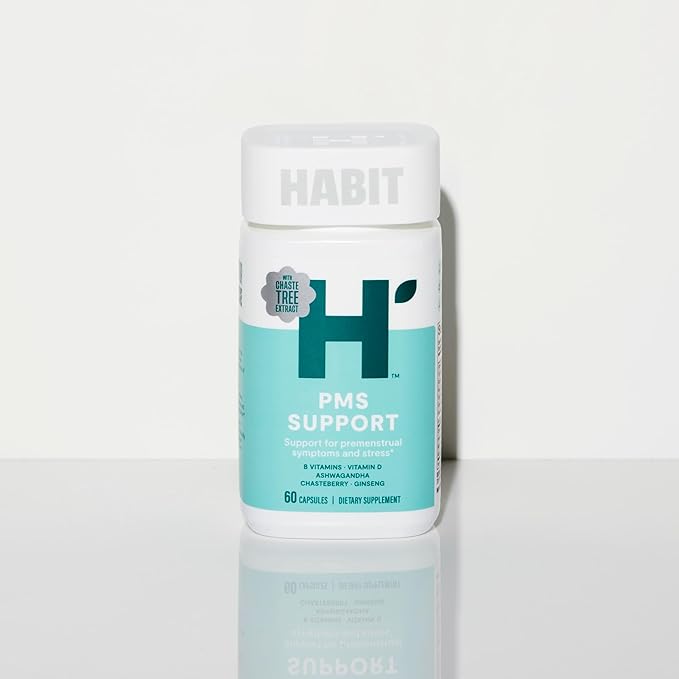 Habit PMS Support Supplement for Women 2 Pack (120 Capsules) - Supports Premenstrual Symptoms & Stress, Hormone Balance, Mood, B Vitamins, Vitamin D, Chasteberry, Ashwagandha, Gluten-Free, Non-GMO
