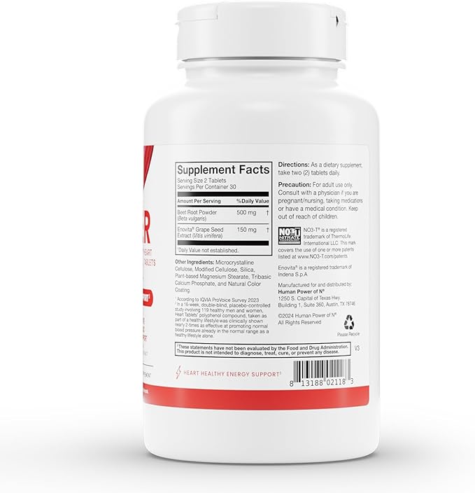 humanN SuperBeets Heart Tablets Smooth Coat 500mg – Non-GMO Powder – Clinically Studied Antioxidants, 60 Count