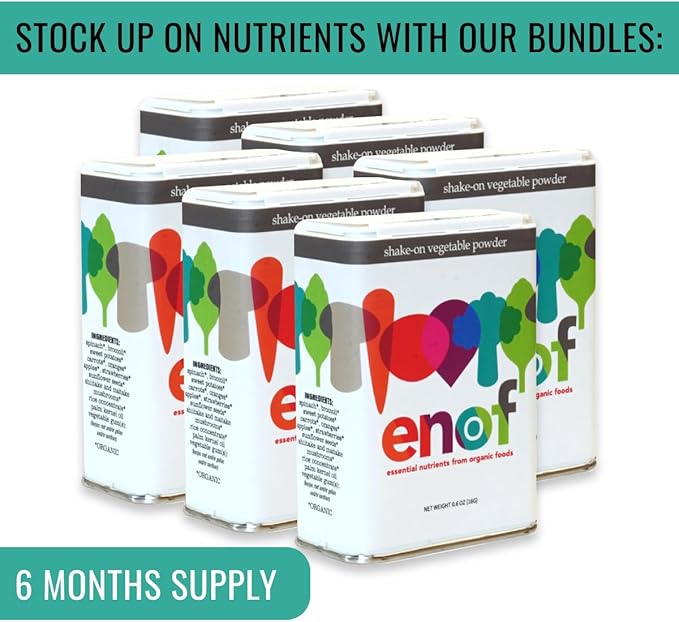 ENOF Organic Fruit & Vegetable Powder Supplement Kids & Adults, 10 Clean Ingredients, Strawberry, Spinach & More, Gluten-Free Non-GMO, 3 Mo. Supply