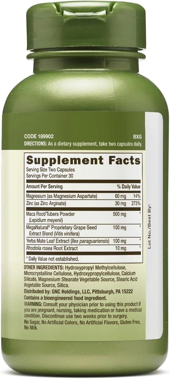 GNC Herbal Plus Maca Complex Supplement, Vegetarian, Supports Sexual Wellness, 30 Servings