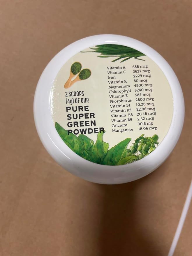 Bright Horizon Health Pure Super Green Juice Powder with 7 Super Green to Boost Energy, Digestive Enzymes, pH Balance, Detox – Natural, 8oz