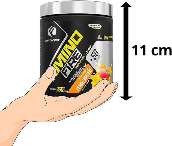 Forzagen Amino Fire | Essential Amino Energy Powder for Pre-Workout | BCAA Energy Boost & Muscle Recovery Drink Mix, Enhance Focus & Concentration, Dietary Supplement | Peach Mango, 40 Servings