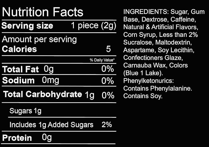 Maax Caffeine Energy Gum | 125mg of caffeine per piece | Coolmint | 125 total pieces per bag | Focus Supplement
