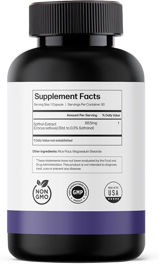Pure Saffron Extract - Appetite Suppressant for Weight Loss Women & Men - Natural Hunger & Craving Control Supplement - Saffron Supplements for Energy & Mood Lift - 90 Capsules(Pack of 2)