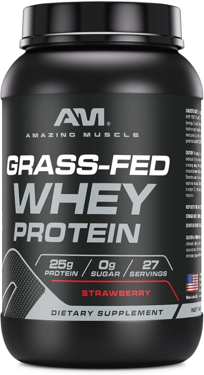 Grass-Fed Whey Protein Powder Supplement | 2 Lb (907 G) | Non-GMO | Glute-Free | Made in USA