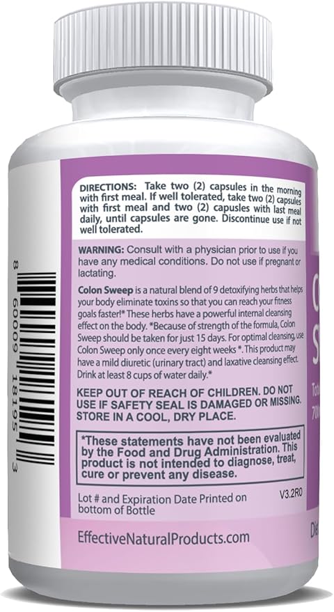 ENP Colon Sweep | 15 Day Colon Cleanse with Psyllium Husk, Cascara Sagrada, and Bentonite, 60ct